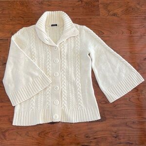 Magaschoni Cream Cable Knit Cardigan